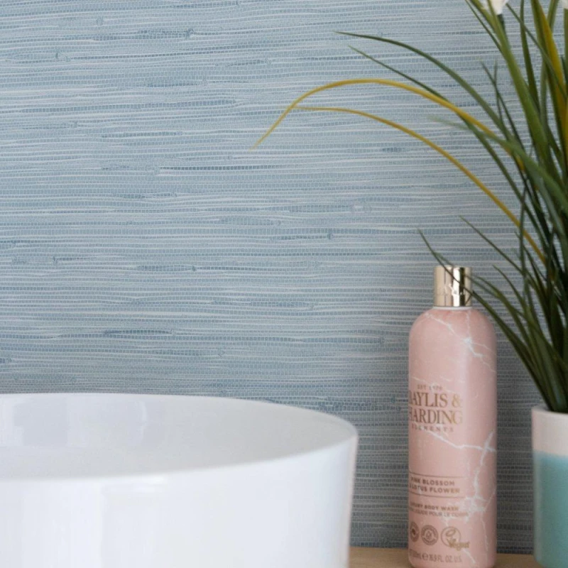 Image of Wall Pops Self Adhesive Wallpaper Seagrass Mist Pale Blue unisex 52CMX5.49M