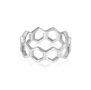 Image of Rings 925 Sterling Silver Open Hexagon Band Ring Sterling Silver