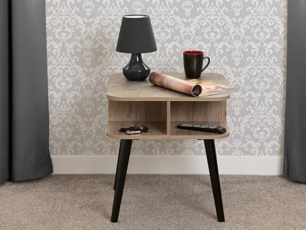 Image of Seconique Saxton Mid Oak and Concrete Effect Lamp Table