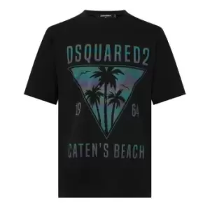 Image of DSQUARED2 Caten'S Beach T-Shirt - Black