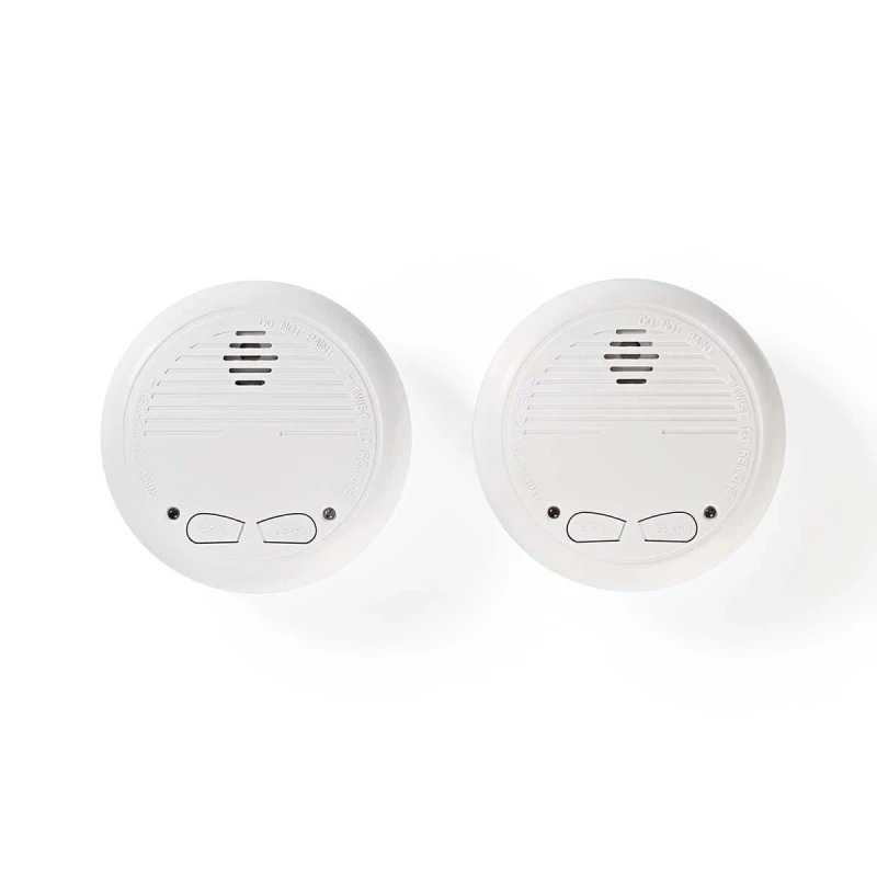Image of Nedis Inter-Connectable Wireless Battery Operated Photo Electric Smoke Detectors Fire Alarm EN14604 433Mhz Batteries Included - 2 Pack DTCTSC10WT2
