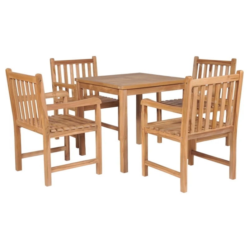 Image of vidaXL Solid Teak Wood 5 Piece Outdoor Dining Set Garden Furniture Table Chair