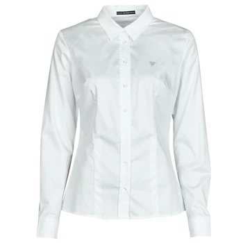 Image of Guess LS CATE SHIRT womens Shirt in White - Sizes S,M,L,XL,XS