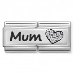 Image of Nomination CLASSIC Silvershine Double Link Mum Heart Charm 330731/07