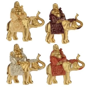 Image of Mini Lucky Buddha and Elephant (Pack Of 4) Figurines