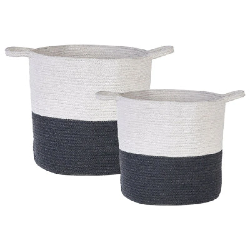 Image of Beliani Set Of 2 Baskets Pazha Cotton Black
