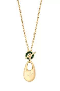 Image of Gold Polished Organic Malachite T Bar Pendant Necklace