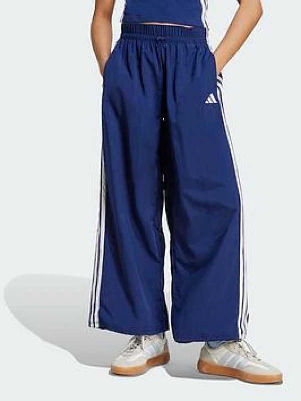 Image of adidas Essentials 3-Stripes Lifestyle Woven Parachute Tracksuit Bottoms Womens Alumina/White female M (12-14)