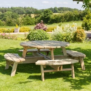 Image of Zest4Leisure Wooden Rose 8-Seater Round Picnic Table