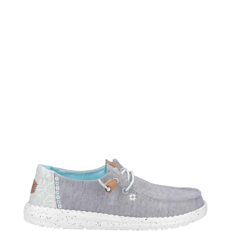 Image of HEYDUDE 'Wendy Heathered Slub Tropical' Slip On Shoes Grey