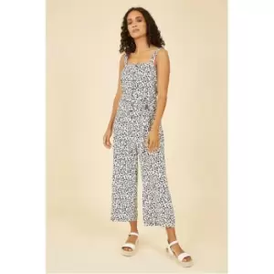 Image of Yumi White Animal Print Button Up Jumpsuit - White