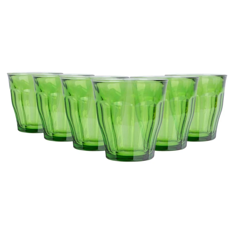 Image of Duralex Picardie Glass Tumblers - 250ml - Pack of 6 Green