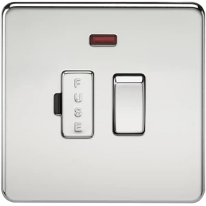 Image of KnightsBridge 13A Screwless Polished Chrome Switched Fused Spur Connector Unit with Neon