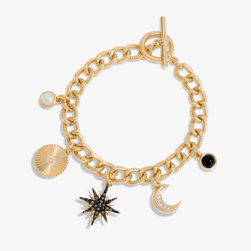 Image of Mood Gold Black Celestial Charm Chain Bracelet Jewellery Sets One Size Gold 42516810000