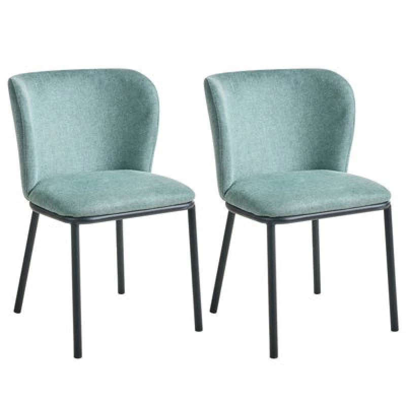 Image of Beliani Set Of 2 Dining Chairs Artesia Fabric Mint Green