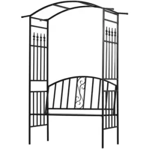 Image of Outsunny - Garden Arbor Arch Metal Bench Loveseat Outdoor Decoration Patio