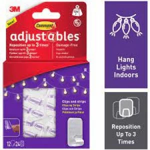Image of Command Adjustables Self Adhesive Clips Clear 12 Pack