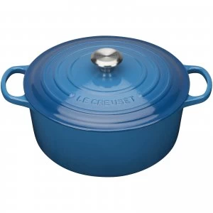 Image of Le Creuset Signature Cast Iron Round Casserole Dish - 20cm - Marseille Blue