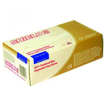 Image of Shield Powdered Vinyl Gloves Large Blue Pack of 100 GD11