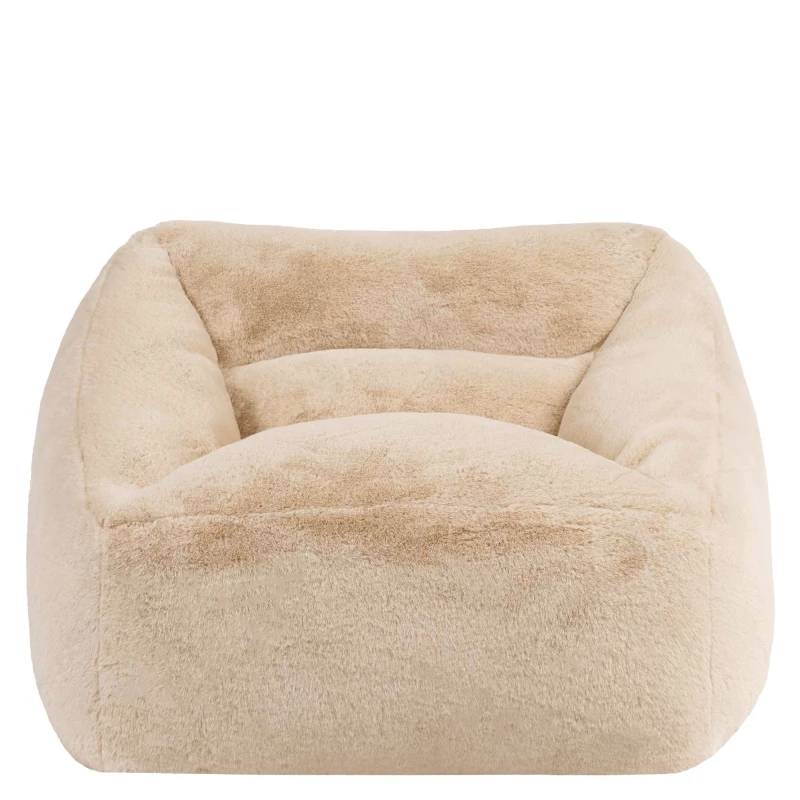 Image of icon Natalia Rabbit Faux Fur Armchair Bean Bag in Natural Size: Medium Natural Unisex Medium