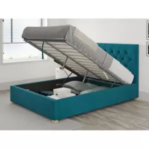 Image of Olivier Ottoman Upholstered Bed, Plush Velvet, Teal - Ottoman Bed Size King (150x200)