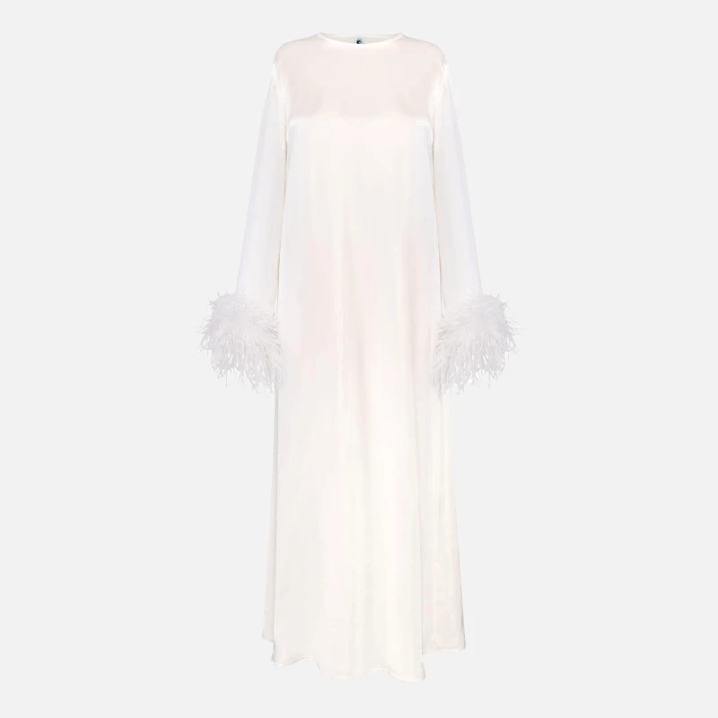 Image of Sleeper Suzi Maxi Dress With Detachable Feathers White female S