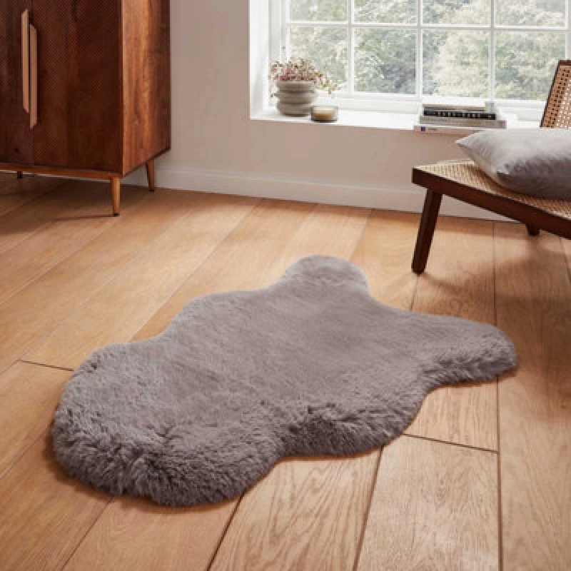Image of Grey Luxurious Modern Plain Shaggy Easy To Clean Rug For Living Room, Bedroom - 60Cm X 180Cm ( Double )