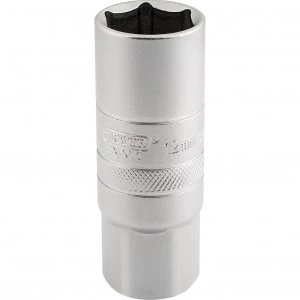 Image of Draper 1/2" Drive Satin Chrome Hexagon Spark Plug Socket 3/8" 12mm