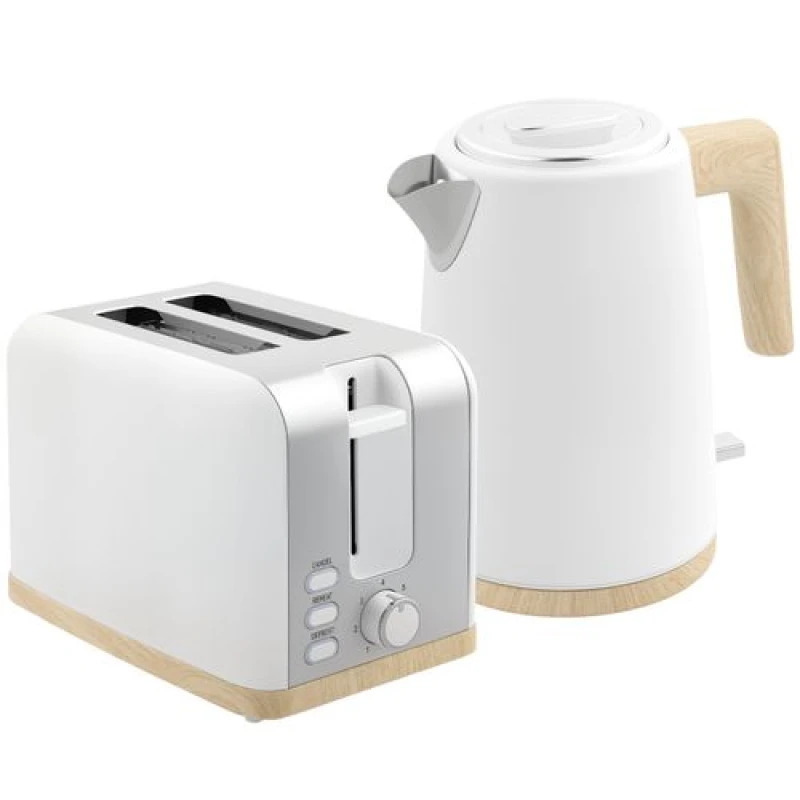 Image of HOMCOM 1.7L Electric Fast Boil Kettle and 2 Slice Toaster Set White