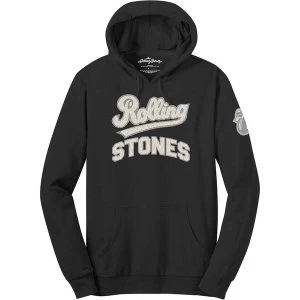 Image of The Rolling Stones - Team Logo & Tongue Mens Medium Pullover Hoodie - Black