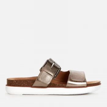 Image of Clarks Womens Elayne Ease Leather Double Strap Sandals - Gold Metallic - UK 5