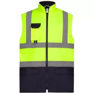 Image of Yoko Adults Unisex Two Tone Bodywarmer (M) (Yellow/Navy) - Yellow/Navy