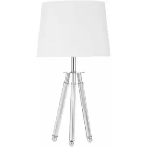 Image of Desk / Table Lamp for Reading Tripod Legs Chrome Metal Stand Study Lamp / Lamps for Office with White Shade / EU Plug Desk Lamps 33 x 63 x 33