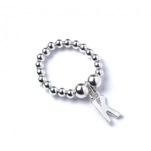 Image of Initial K Charm with Sterling Silver Ball Bead Ring