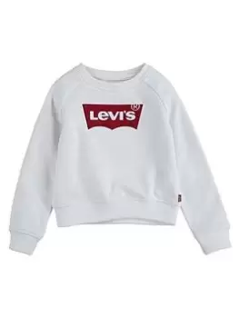 Image of Levis Girls Batwing Crew Neck Sweatshirt - White, Size Age: 4 Years, Women