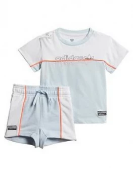Image of Adidas Originals Infant Tee And Short Set - Light Blue White