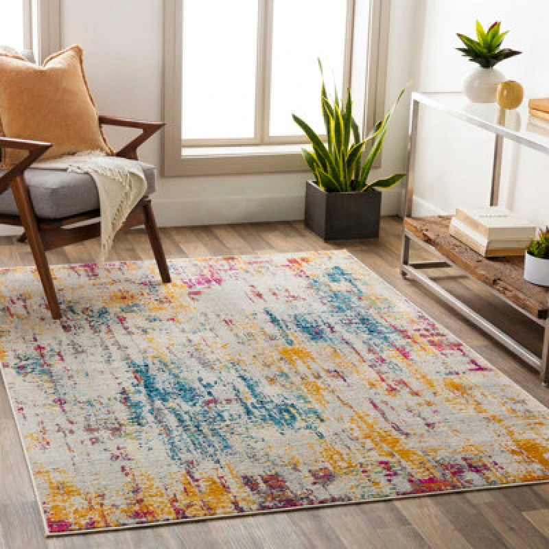 Image of Livabliss Abstract Modern Marble Blue Alana Area Rug 160 X 215cm - Easy Care, Non Shedding, Ideal For Living Room & Bedroom