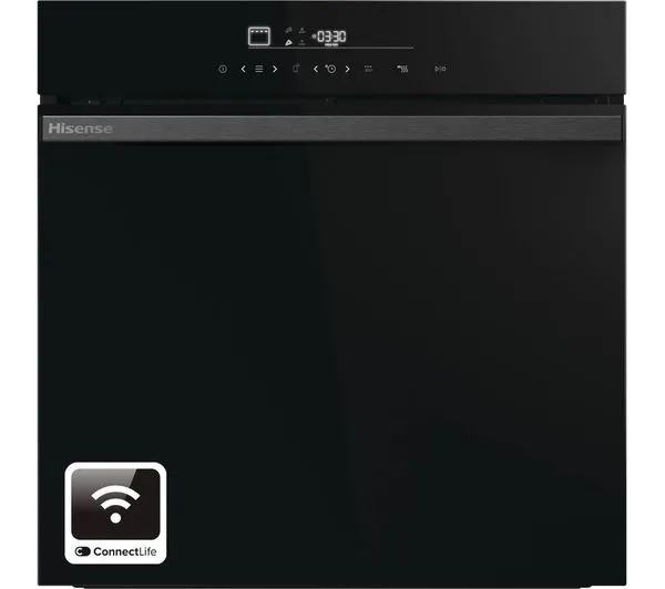 Image of Hisense Hi6 BlackLine HO66FAPizzaChef WiFi Connected Built In Electric Single Oven and Pyrolytic Cleaning - Jet Black - A+ Rated