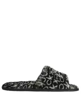 Image of Calvin Klein Recycled Faux Fur Slipper - Black, Size 41, Women