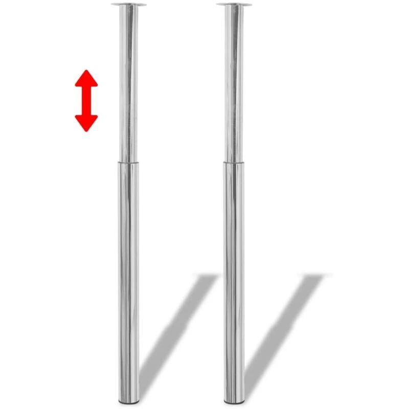 Image of vidaXL 2x Telescopic Table Legs Chrome 710-1100mm Breakfast Bar Worktop Desk