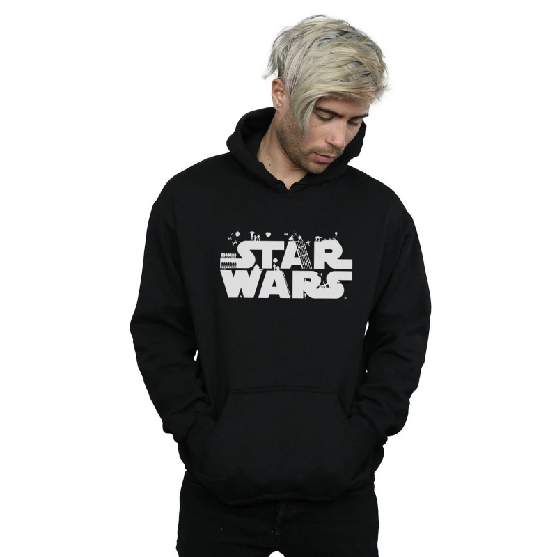 Image of Star Wars Star Wars Men Minimalist Logo Hoodie in Black Size: Small Black S Male 5057864291759
