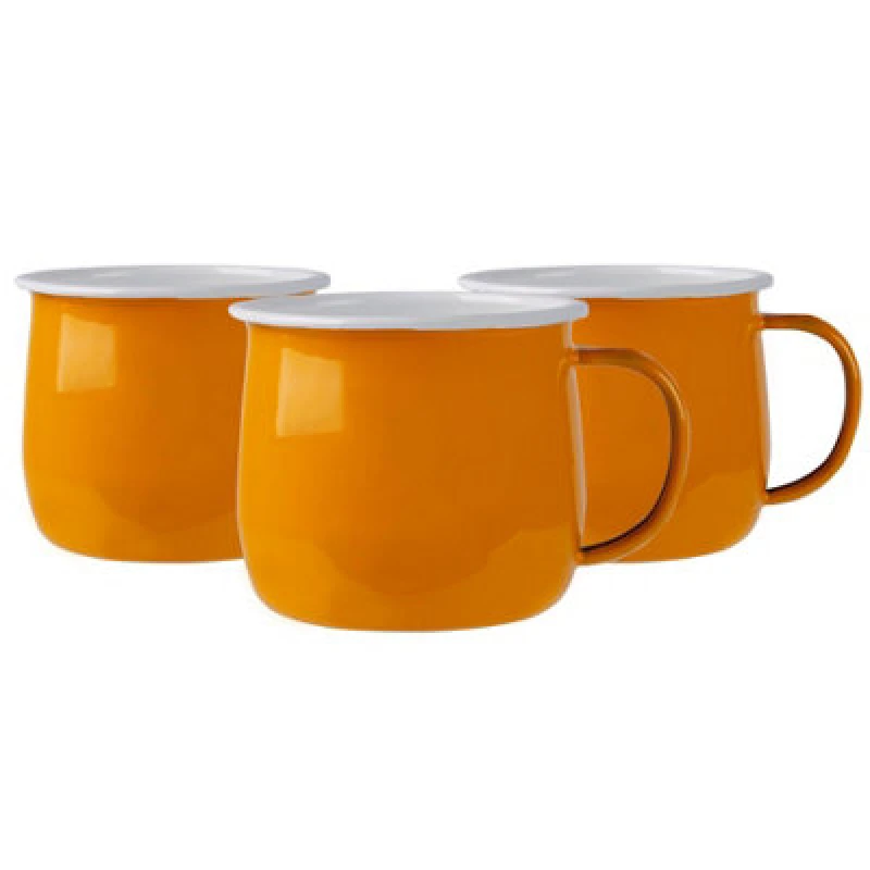 Image of Argon Tableware Coloured Enamel Belly Mugs - 375Ml - Yellow - Pack Of 6