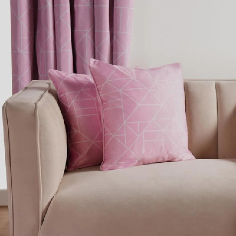 Image of OHS OHS 2 Pack Geo Matte Velvet Cushion Covers in Pink Size: 45cm x 45cm Pink 45cm x 45cm Unisex 5027434201426