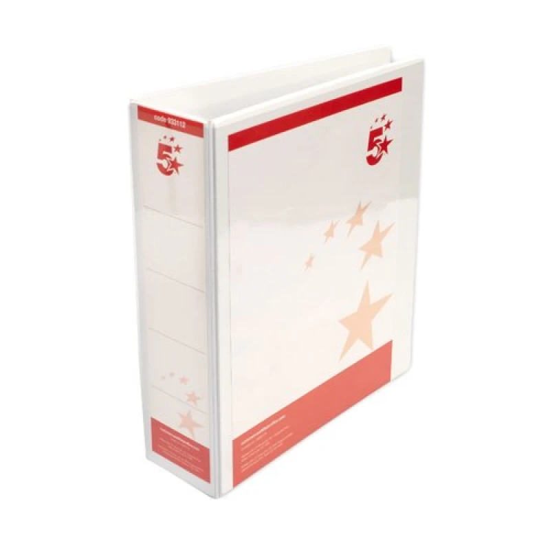 Image of 5 Star Office A4 65mm 4D Presentation Ring Binder White (10 Pack) 933112