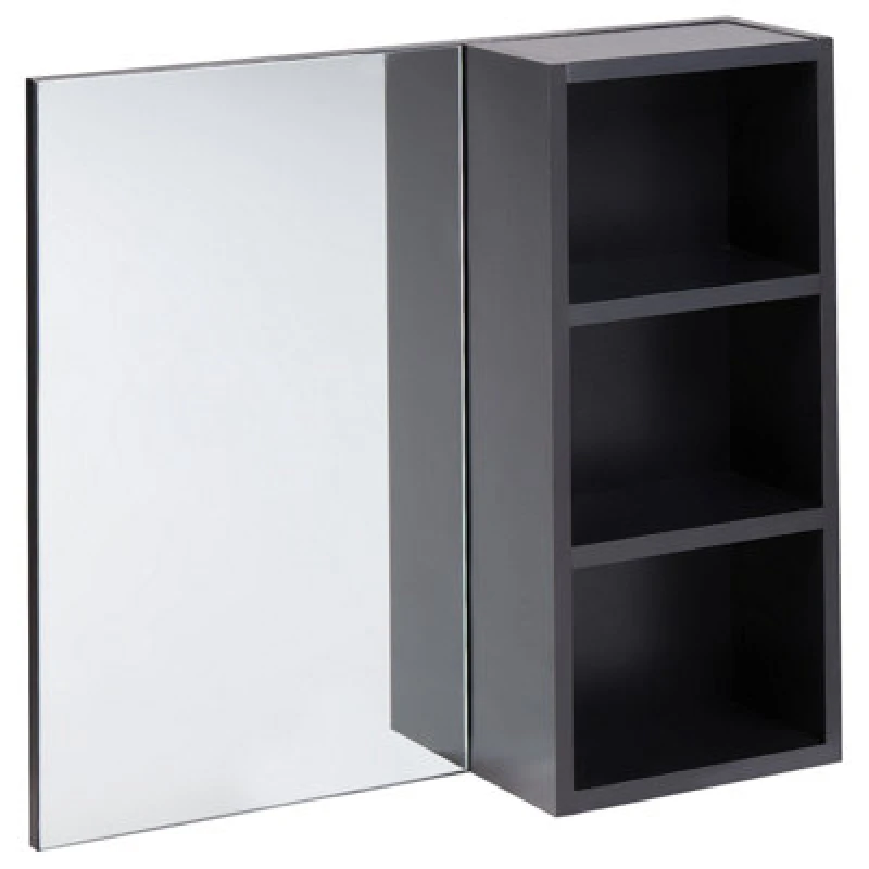 Image of Beliani Bathroom Wall Mounted Mirror Cabinet Joinville 60 Cm Black