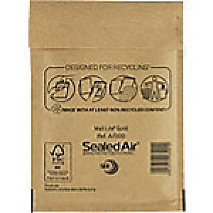 Image of Mail Lite Mailing Bags A/000 Gold Plain Peel and Seal 160 x 110 mm Pack of 100