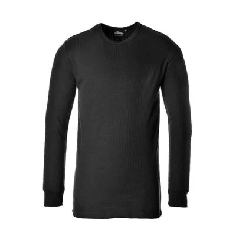 Image of Portwest Thermal Long Sleeve T Shirt B123BKR4XL Colour: Black