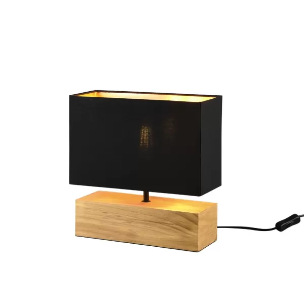 Image of Woody Modern Table Lamp with Shade Wood coloured Gold Shade
