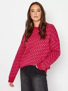 Image of Long Tall Sally Pink Jacquard Knitted Jumper, Pink, Size 18-20, Women