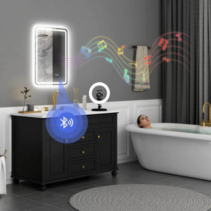 Image of HOMCOM 500 x 700 mm Illuminated Bathroom Mirror with Bluetooth Silver 834-849V00SR